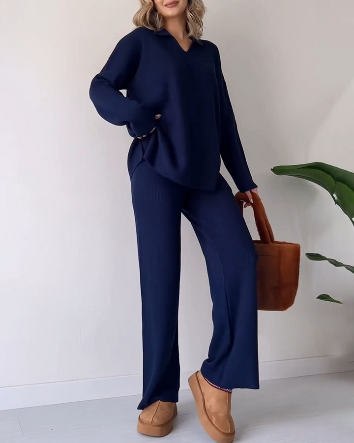 Stickat Co-Ord Set | Wide Leg | Oversized Sweater | Loungewear Set | Co-Ord Set Women-Eva Jonsson