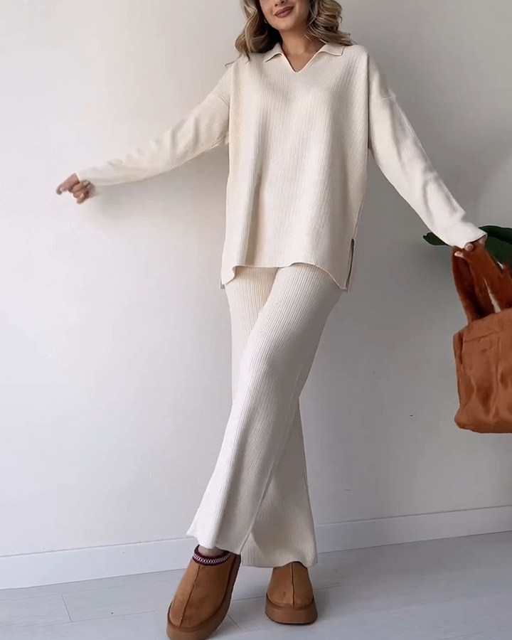 Stickat Co-Ord Set | Wide Leg | Oversized Sweater | Loungewear Set | Co-Ord Set Women-Eva Jonsson