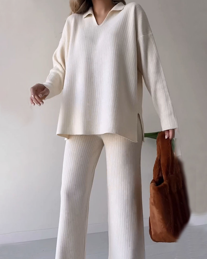 Stickat Co-Ord Set | Wide Leg | Oversized Sweater | Loungewear Set | Co-Ord Set Women-Eva Jonsson