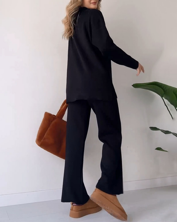 Stickat Co-Ord Set | Wide Leg | Oversized Sweater | Loungewear Set | Co-Ord Set Women-Eva Jonsson