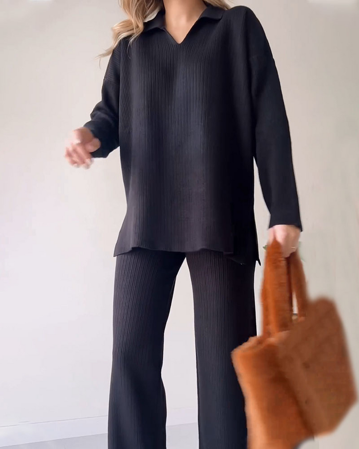 Stickat Co-Ord Set | Wide Leg | Oversized Sweater | Loungewear Set | Co-Ord Set Women-Eva Jonsson