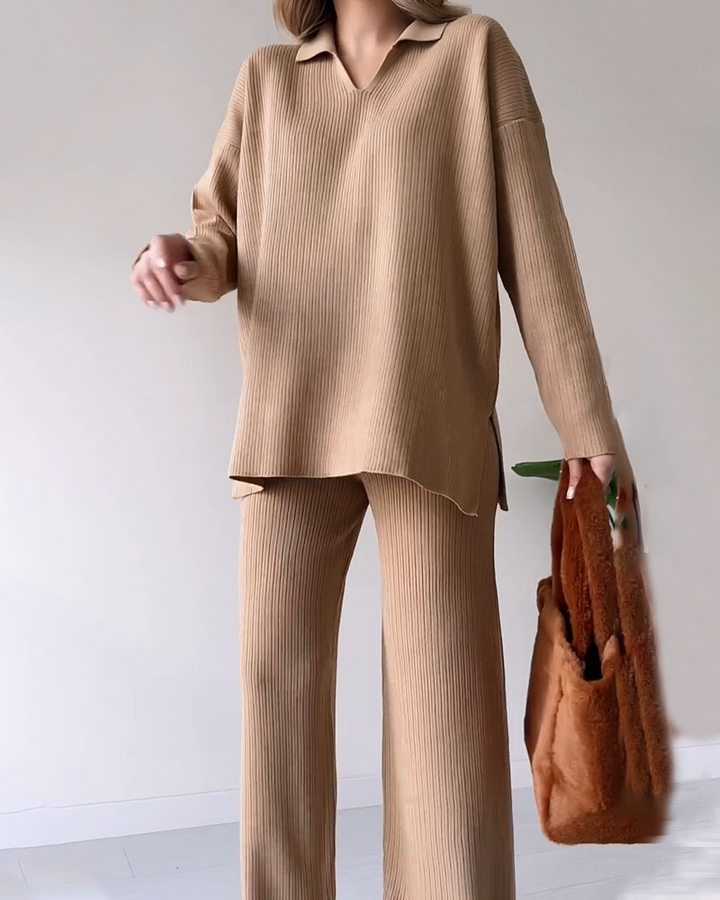 Stickat Co-Ord Set | Wide Leg | Oversized Sweater | Loungewear Set | Co-Ord Set Women-Eva Jonsson