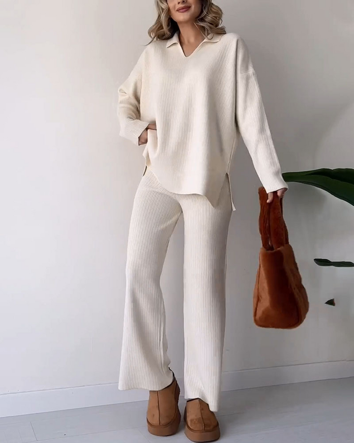 Stickat Co-Ord Set | Wide Leg | Oversized Sweater | Loungewear Set | Co-Ord Set Women-Eva Jonsson