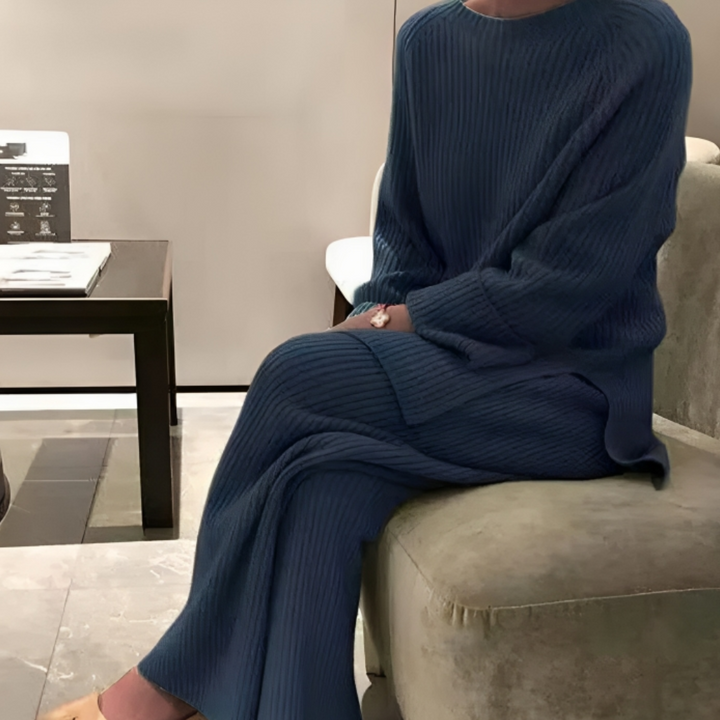 Stickat Lounge Set | Loose Fit | Tvådelat | Stickat Co Ord | Loungekläder för Kvinnor-Eva Jonsson