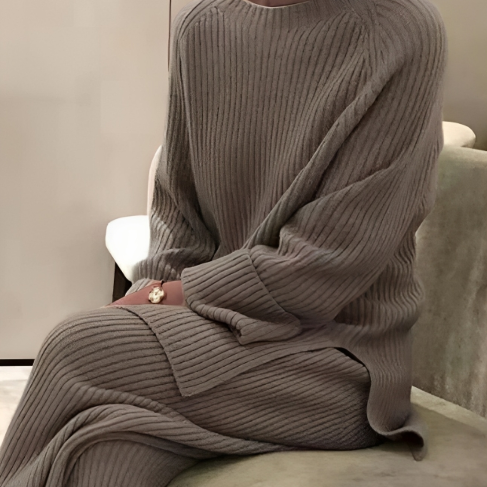 Stickat Lounge Set | Loose Fit | Tvådelat | Stickat Co Ord | Loungekläder för Kvinnor-Eva Jonsson