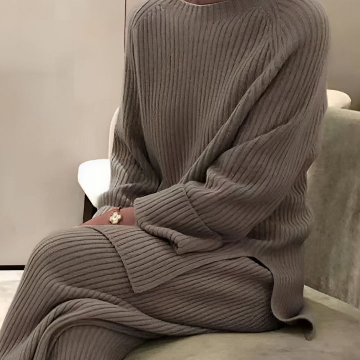 Stickat Lounge Set | Loose Fit | Tvådelat | Stickat Co Ord | Loungekläder för Kvinnor-Eva Jonsson