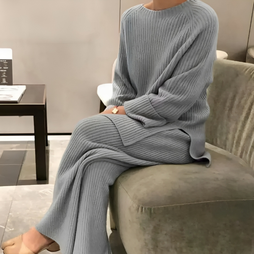 Stickat Lounge Set | Loose Fit | Tvådelat | Stickat Co Ord | Loungekläder för Kvinnor-Eva Jonsson