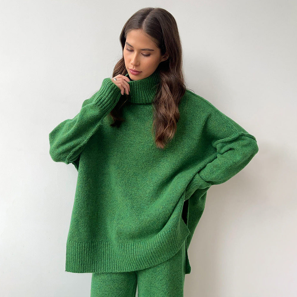 Stickat Tvådelat Set | Oversized Tröja | Byxor med vida ben | Co-Ord Set | Loungewear för kvinnor-Eva Jonsson