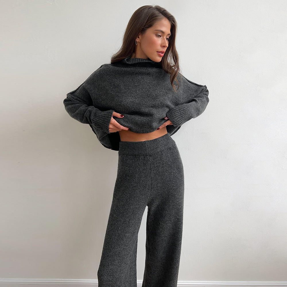 Stickat Tvådelat Set | Oversized Tröja | Byxor med vida ben | Co-Ord Set | Loungewear för kvinnor-Eva Jonsson
