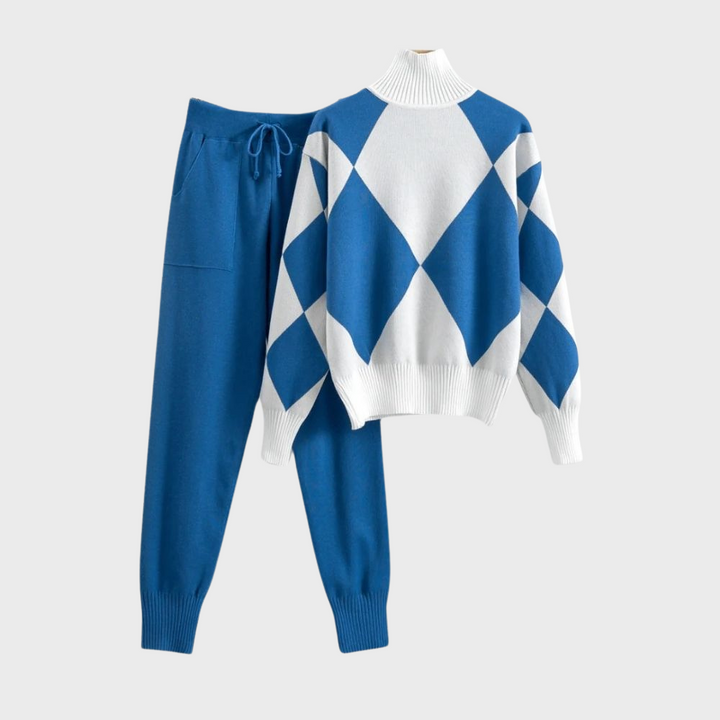 Stickat loungeset | Tvådelat | Turtleneck | Joggerset | Co-Ord Set Women-Eva Jonsson