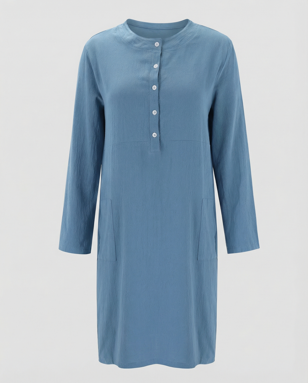Stilren Linneklänning med Långärmad Knäppning för Sommar & Vardag | Eva Jonsson-Eva Jonsson