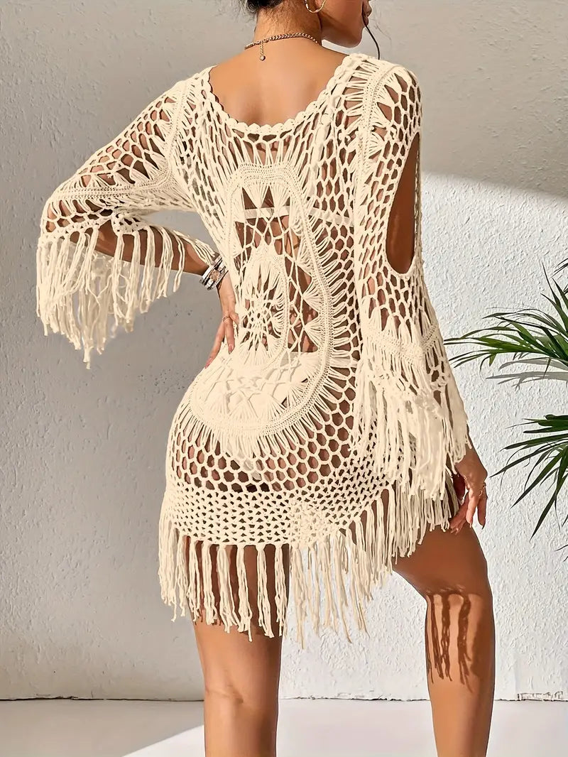 Strandöverdrag - Boho-stil - Långärmad - Bikiniöverdrag - Strandoutfits-Eva Jonsson
