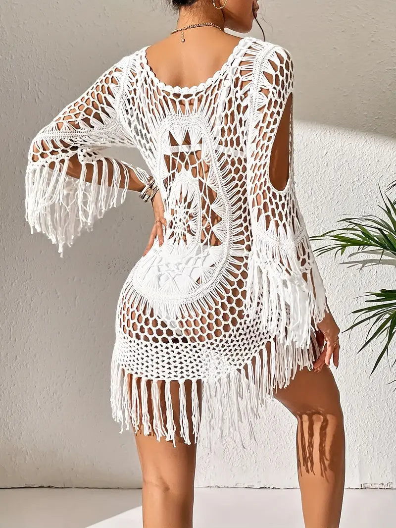 Strandöverdrag - Boho-stil - Långärmad - Bikiniöverdrag - Strandoutfits-Eva Jonsson
