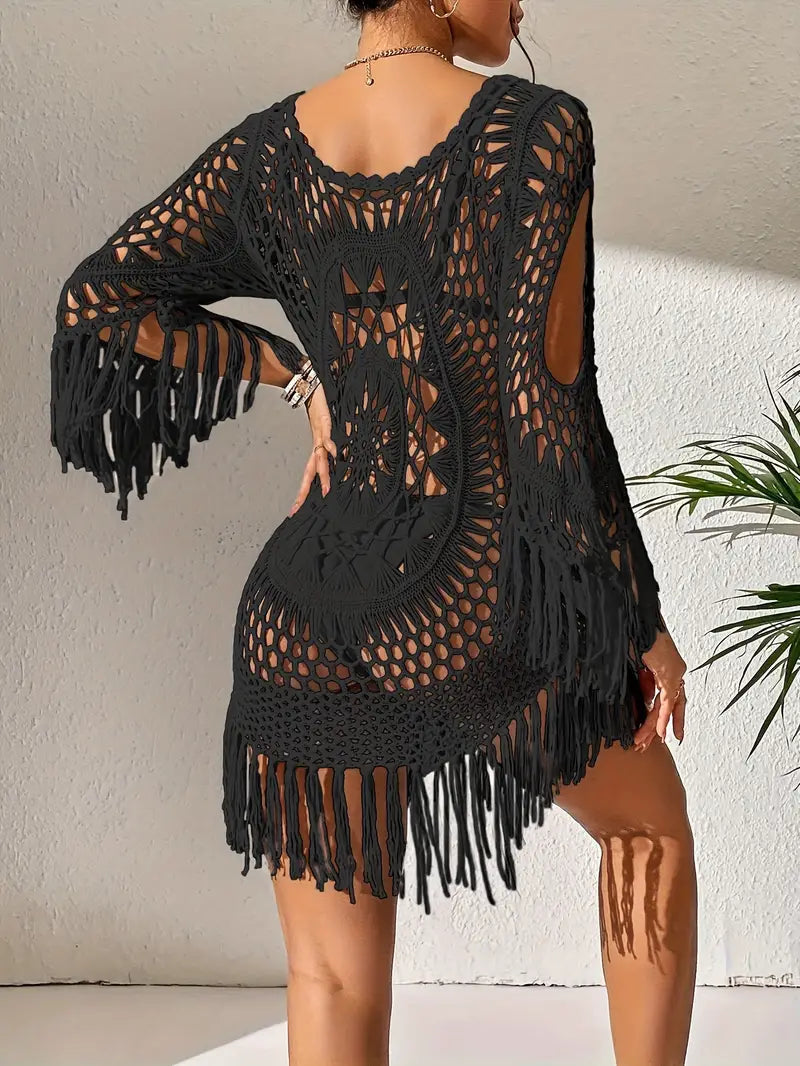 Strandöverdrag - Boho-stil - Långärmad - Bikiniöverdrag - Strandoutfits-Eva Jonsson