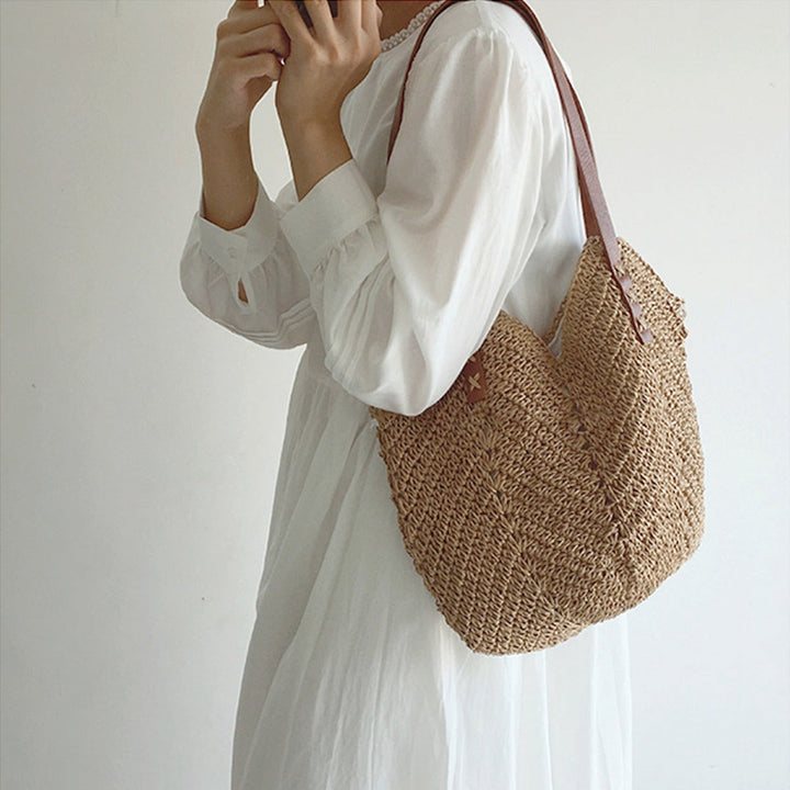 Strandväska - Stor axelväska för kvinnor Hobo Straw Bag-Eva Jonsson