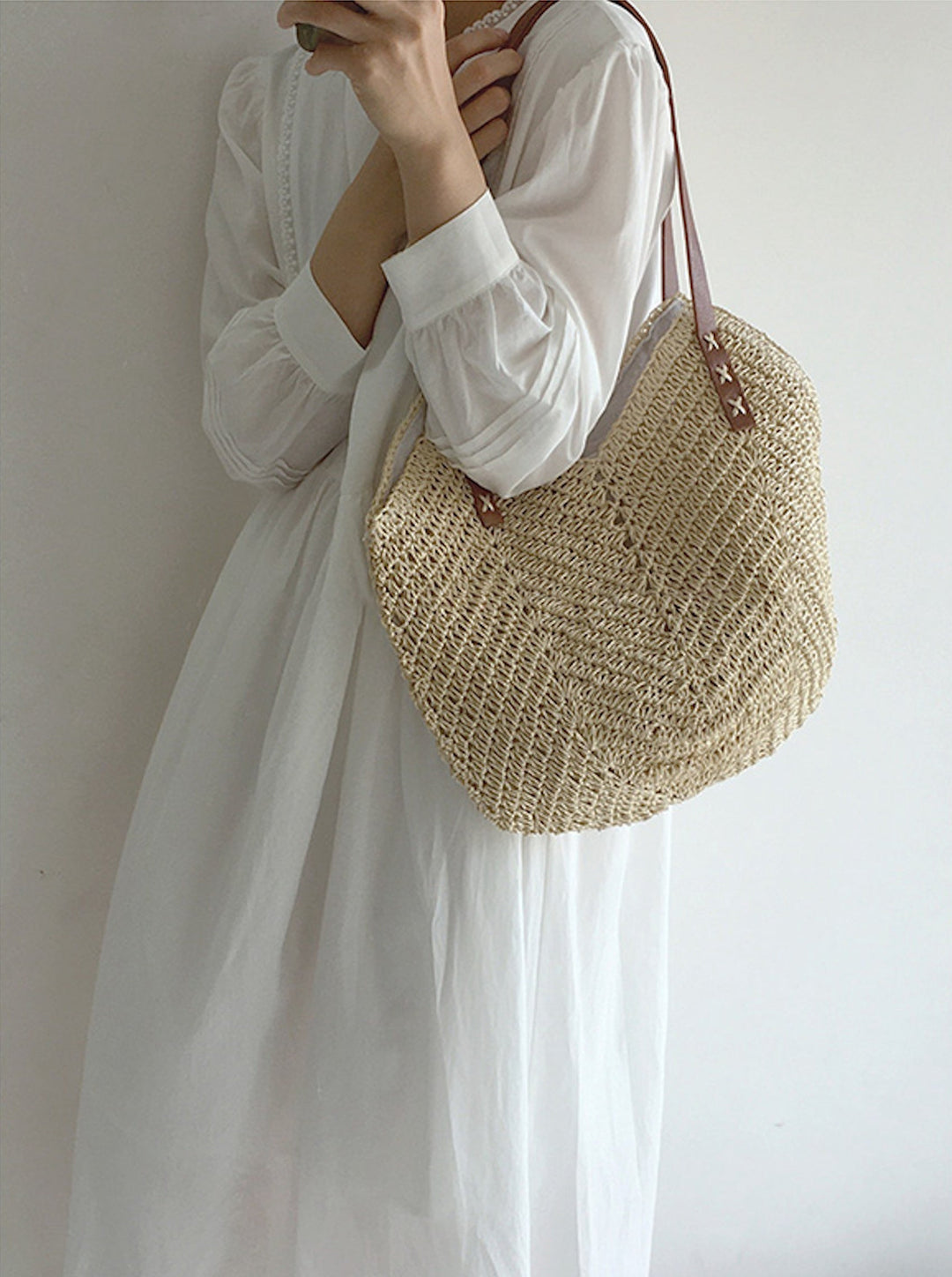 Strandväska - Stor axelväska för kvinnor Hobo Straw Bag-Eva Jonsson
