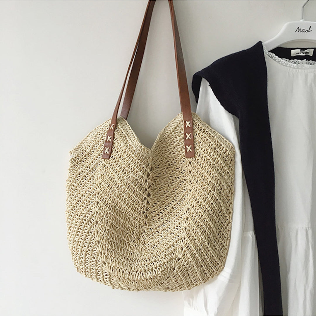 Strandväska - Stor axelväska för kvinnor Hobo Straw Bag-Eva Jonsson