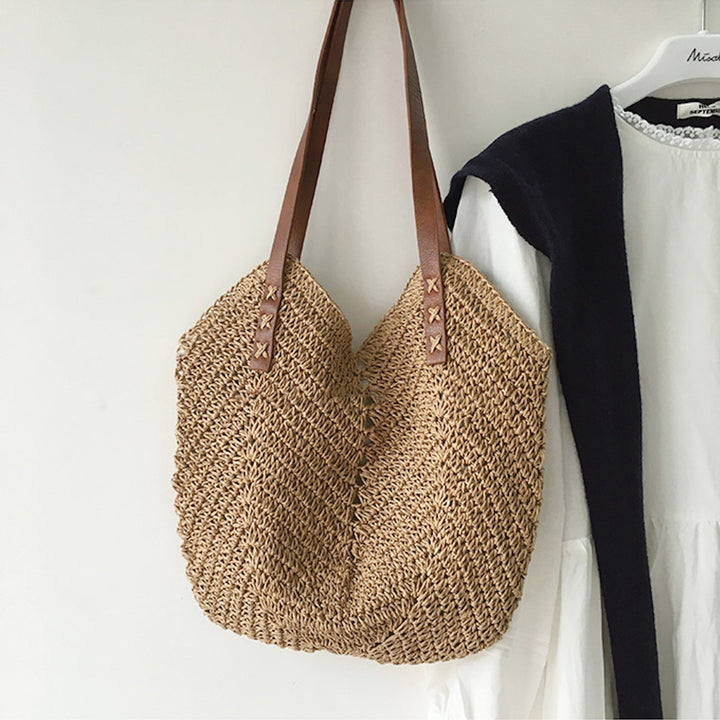 Strandväska - Stor axelväska för kvinnor Hobo Straw Bag-Eva Jonsson