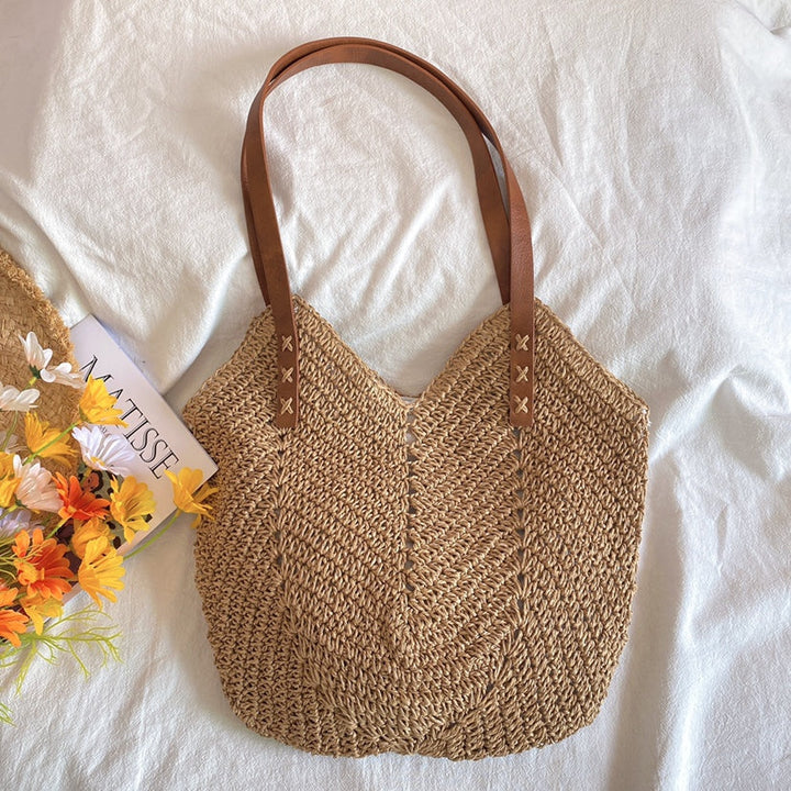 Strandväska - Stor axelväska för kvinnor Hobo Straw Bag-Eva Jonsson