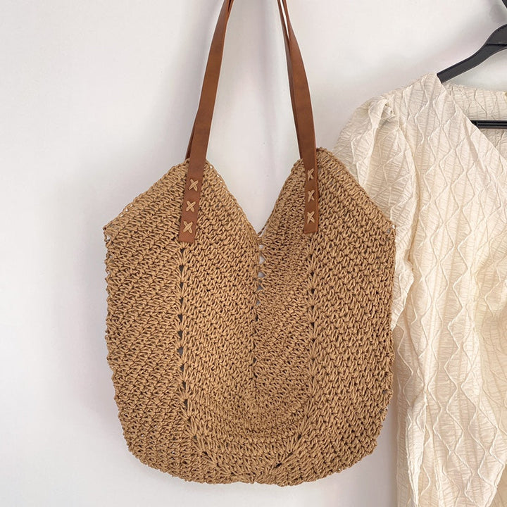 Strandväska - Stor axelväska för kvinnor Hobo Straw Bag-Eva Jonsson