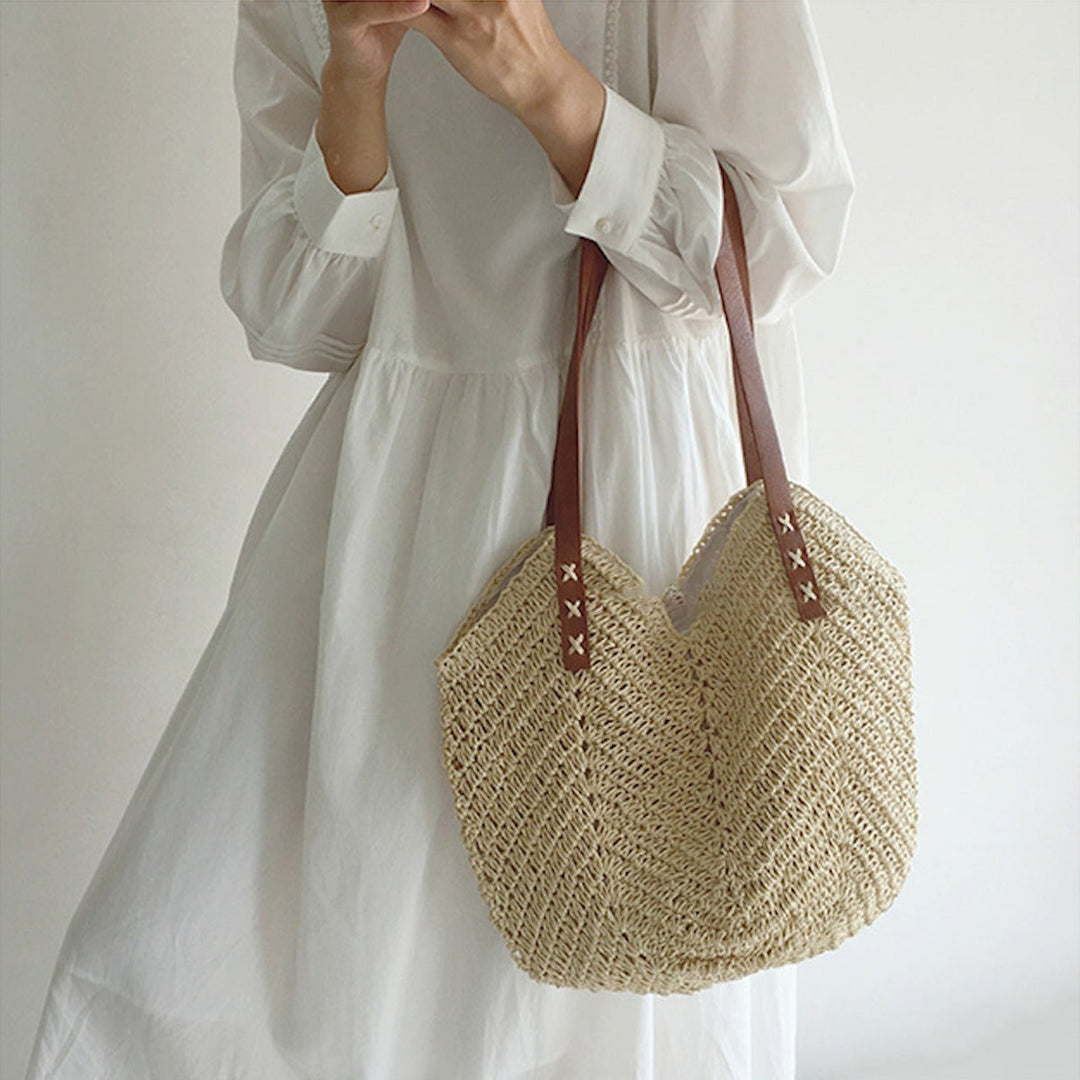 Strandväska - Stor axelväska för kvinnor Hobo Straw Bag-Eva Jonsson