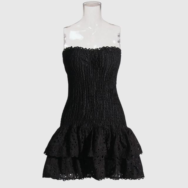 Strapless Klänning - Shirred - Ruffle - Miniklänning - Sommarklänning-Eva Jonsson