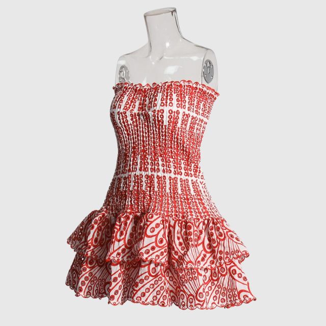 Strapless Klänning - Shirred - Ruffle - Miniklänning - Sommarklänning-Eva Jonsson