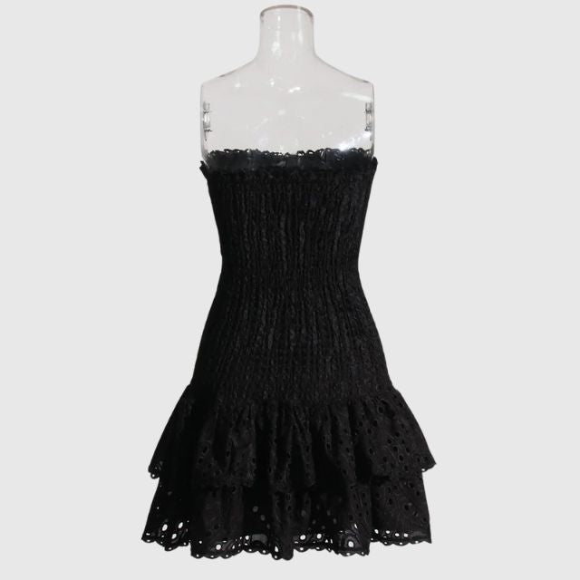 Strapless Klänning - Shirred - Ruffle - Miniklänning - Sommarklänning-Eva Jonsson