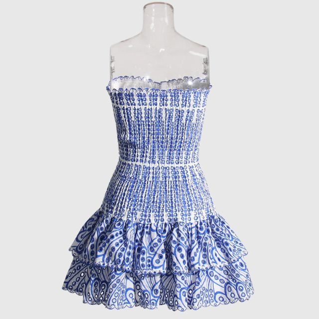 Strapless Klänning - Shirred - Ruffle - Miniklänning - Sommarklänning-Eva Jonsson