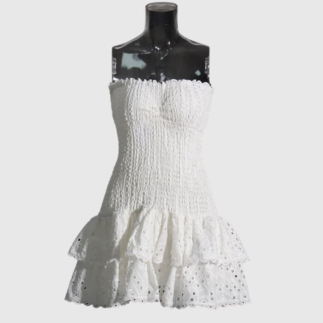 Strapless Klänning - Shirred - Ruffle - Miniklänning - Sommarklänning-Eva Jonsson