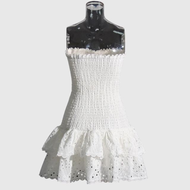 Strapless Klänning - Shirred - Ruffle - Miniklänning - Sommarklänning-Eva Jonsson