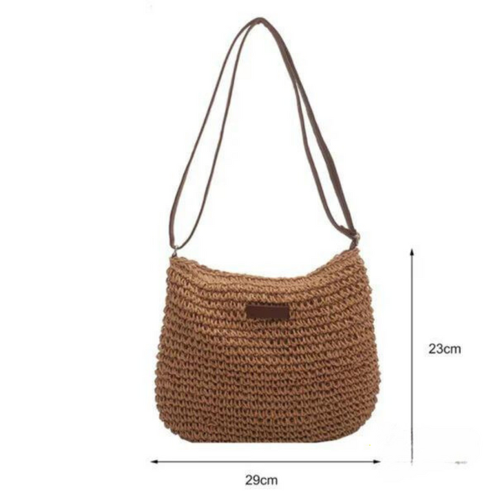 Straw Bag | Dragkedja | Justerbar rem | Crossbody Bag | Axelremsväska-Eva Jonsson