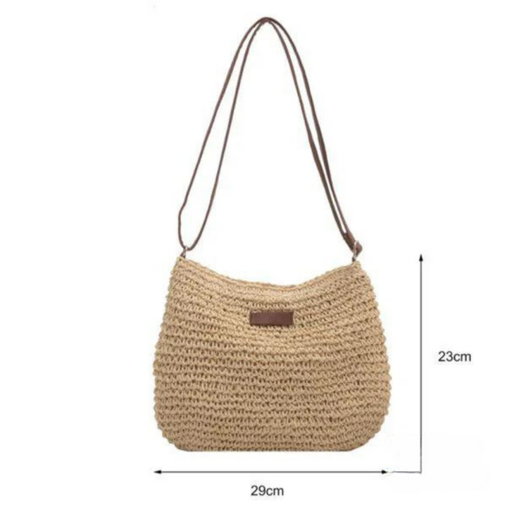 Straw Bag | Dragkedja | Justerbar rem | Crossbody Bag | Axelremsväska-Eva Jonsson