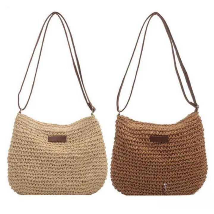 Straw Bag | Dragkedja | Justerbar rem | Crossbody Bag | Axelremsväska-Eva Jonsson