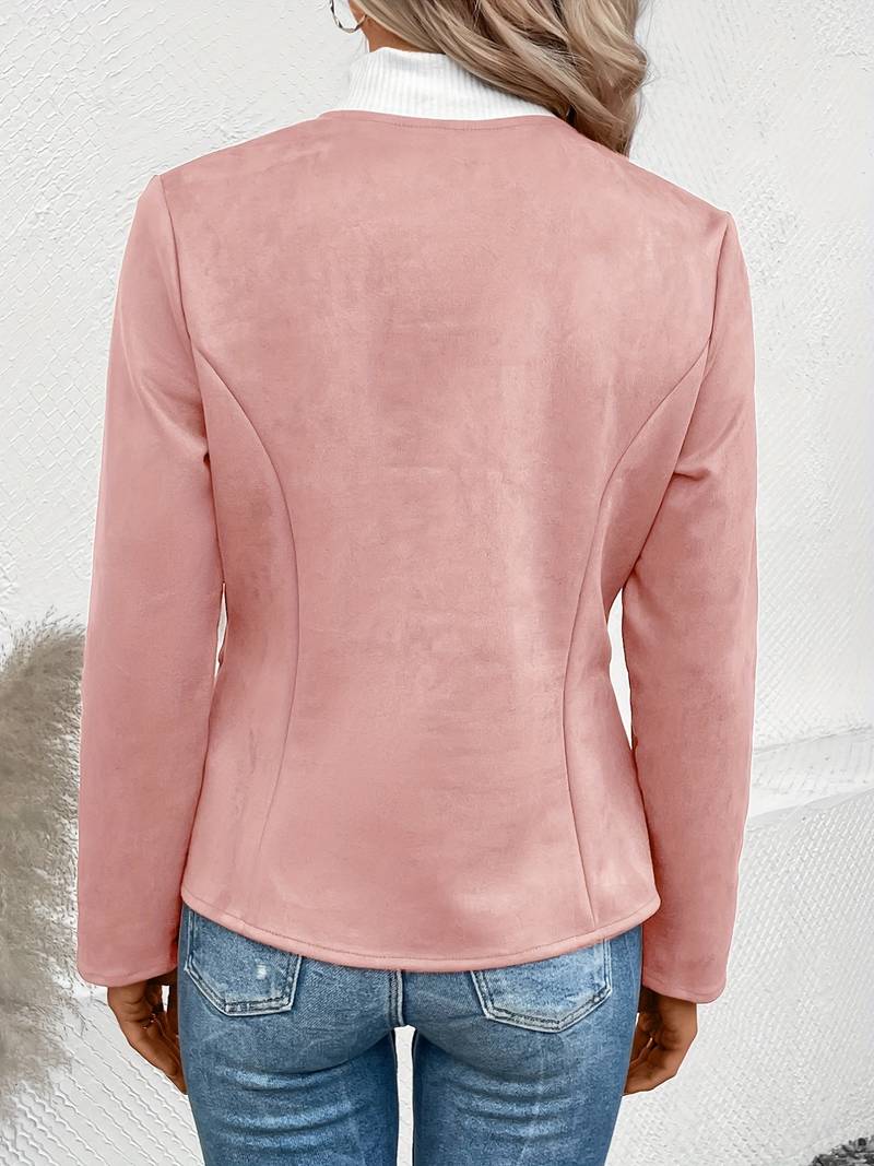 Suede Jacket - Zip-Up - Crew Neck - Sommarjacka - Damjacka-Eva Jonsson
