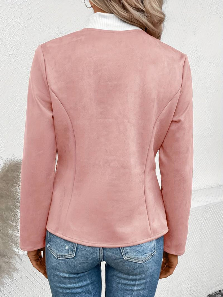 Suede Jacket - Zip-Up - Crew Neck - Sommarjacka - Damjacka-Eva Jonsson