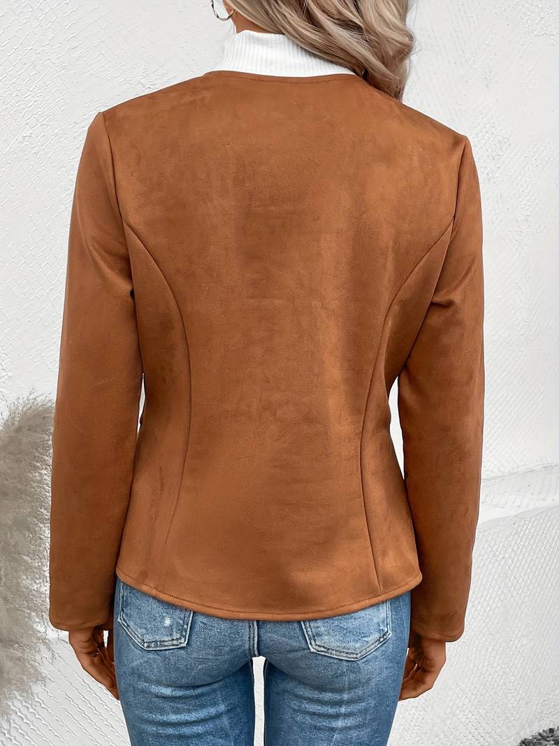 Suede Jacket - Zip-Up - Crew Neck - Sommarjacka - Damjacka-Eva Jonsson