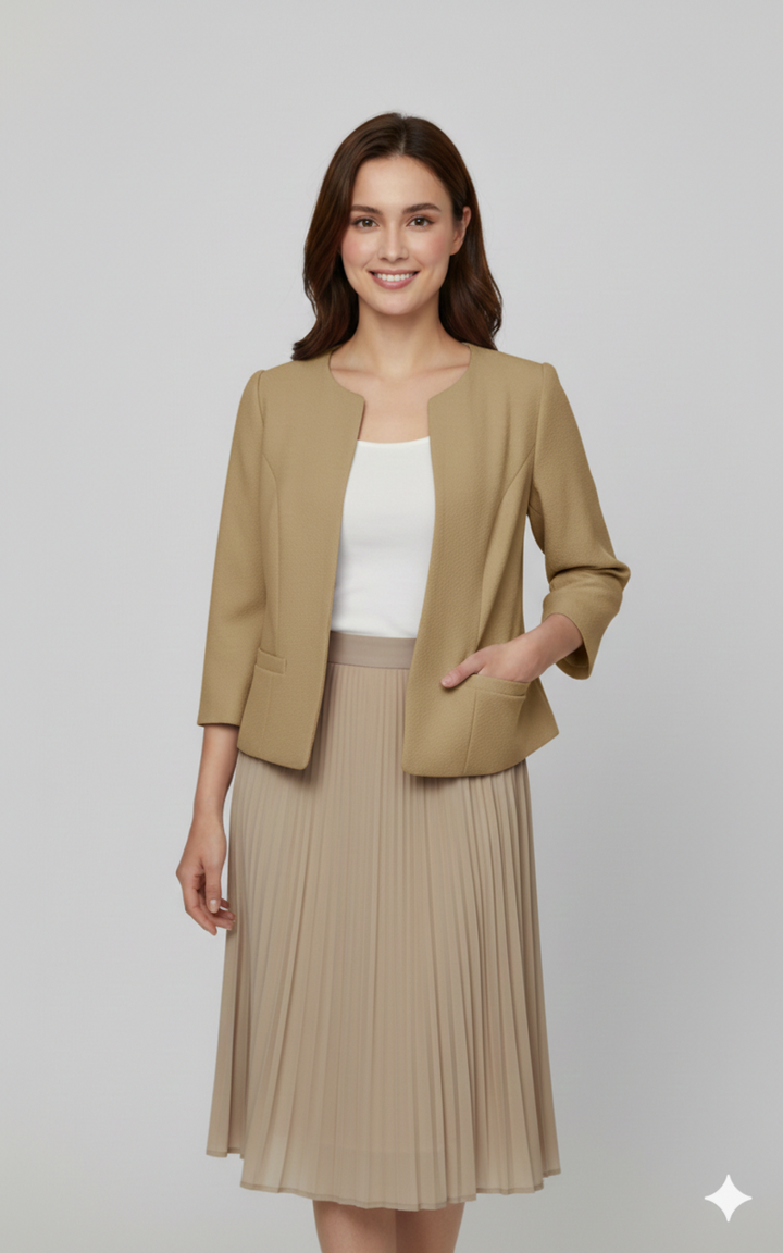 Suede Jacket - Zip-Up - Crew Neck - Sommarjacka - Damjacka-Eva Jonsson