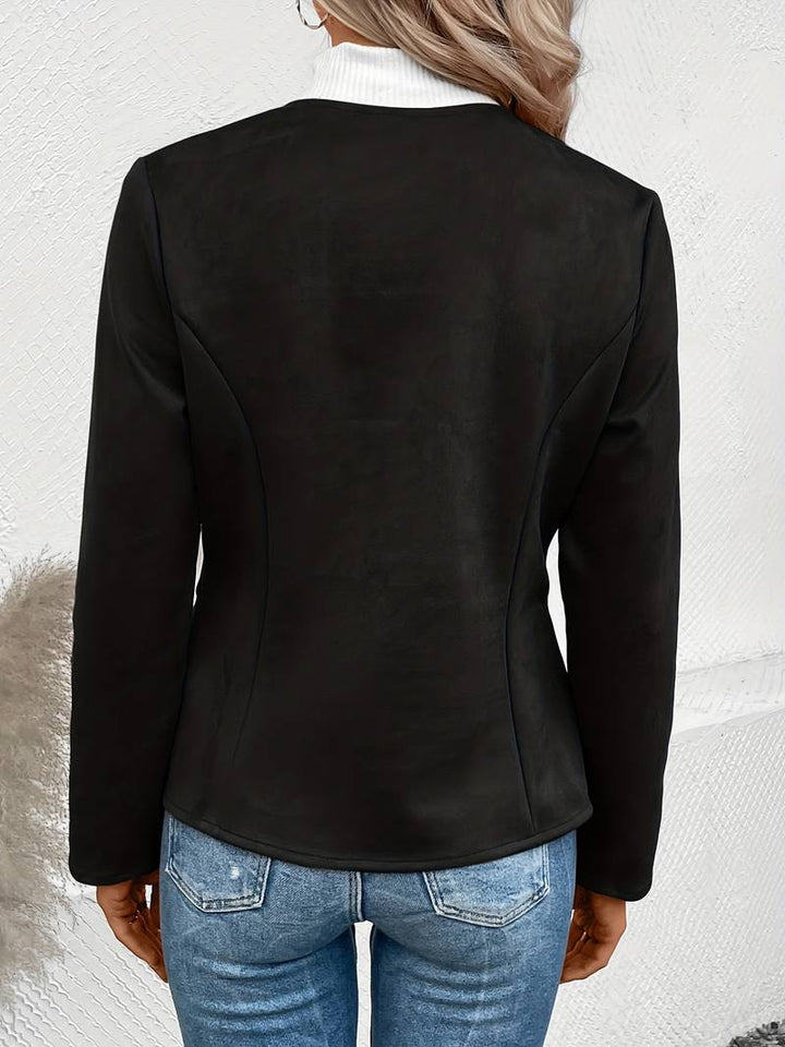 Suede Jacket - Zip-Up - Crew Neck - Sommarjacka - Damjacka-Eva Jonsson
