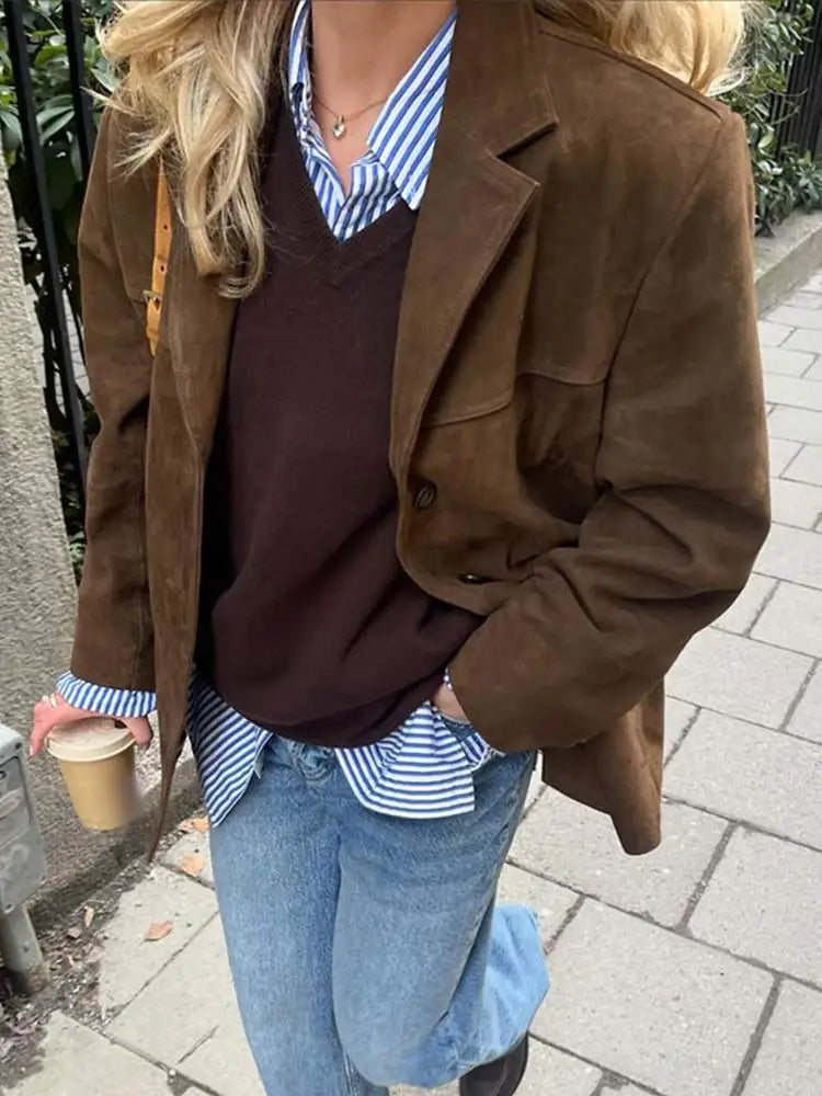Suedette Jacka | Brun | Oversized | Vintage Jacka | Damjacka-Eva Jonsson
