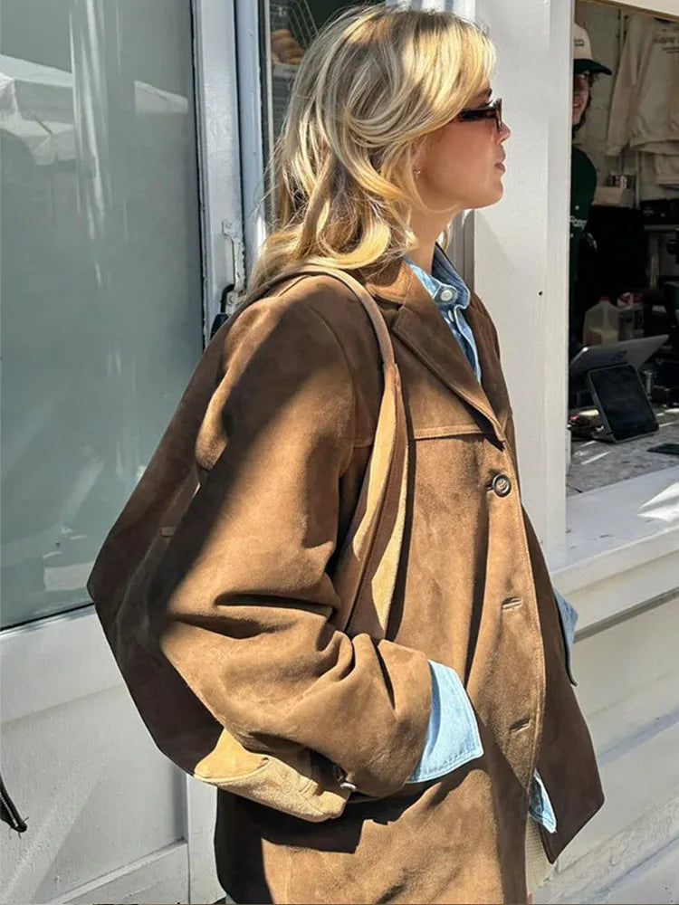 Suedette Jacka | Brun | Oversized | Vintage Jacka | Damjacka-Eva Jonsson