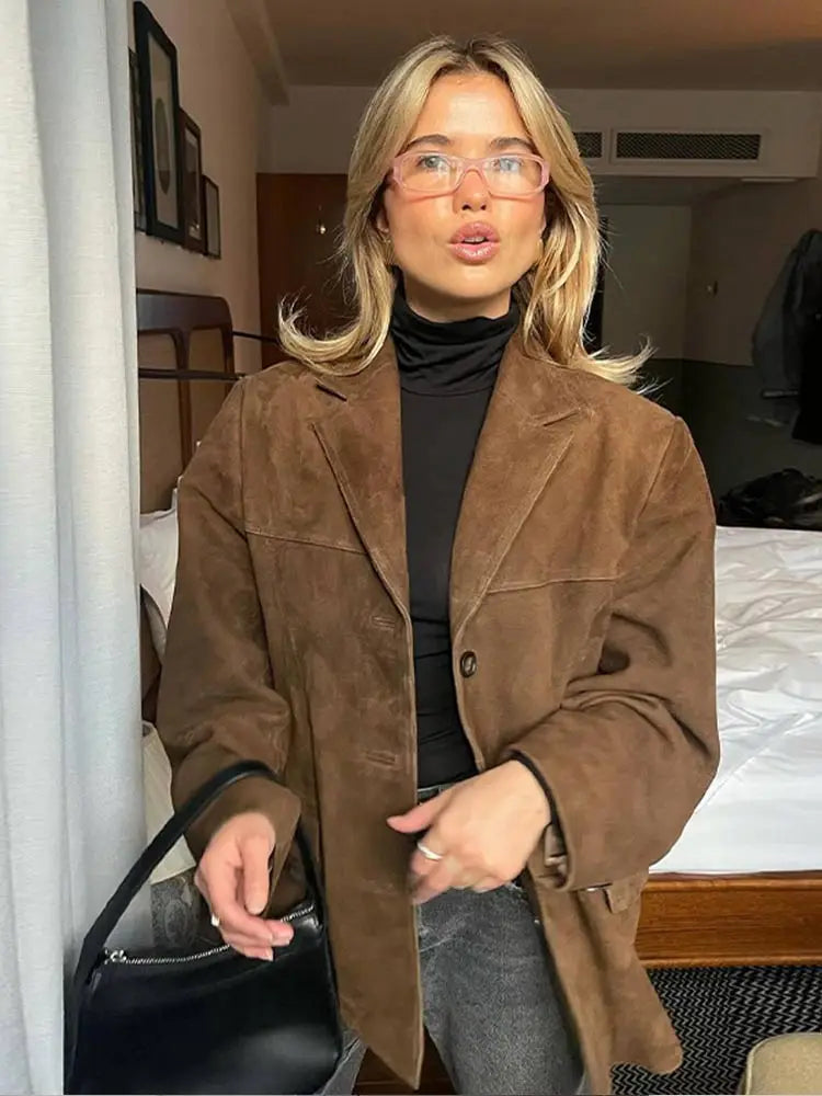 Suedette Jacka | Brun | Oversized | Vintage Jacka | Damjacka-Eva Jonsson