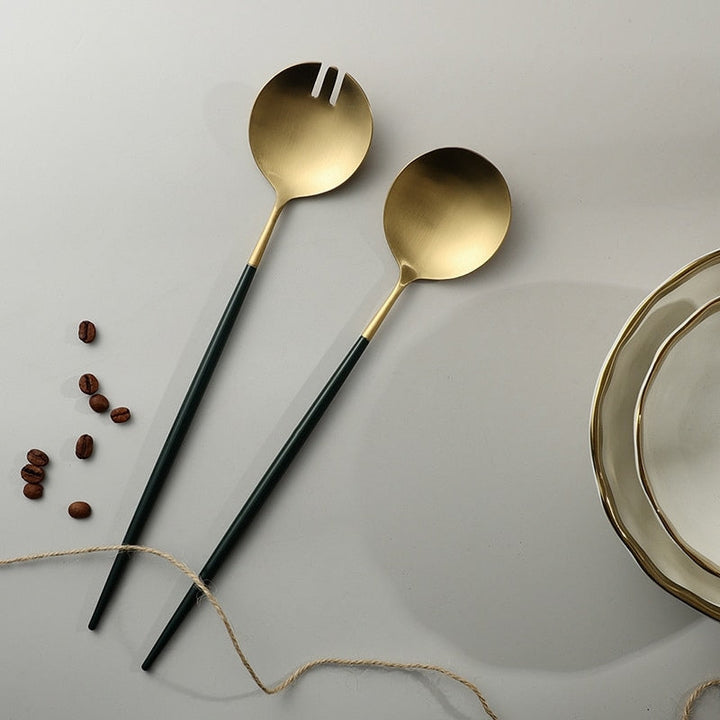 Svart och guld salladsbestick och serveringsverktyg set-Eva Jonsson