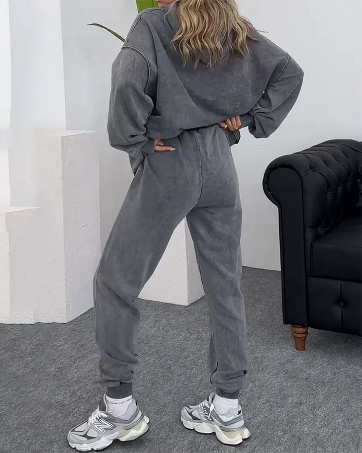 Sweat Suit | Loose Fit | Grå | Hoodie och Sweatpants Set | Joggerset för kvinnor-Eva Jonsson