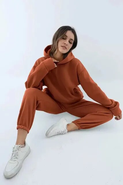 Sweatset - Med huva - Bekvämt - Joggingbyxor - Träningsdräkt för damer-Eva Jonsson