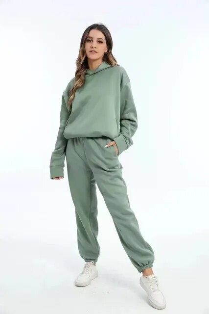 Sweatset - Med huva - Bekvämt - Joggingbyxor - Träningsdräkt för damer-Eva Jonsson