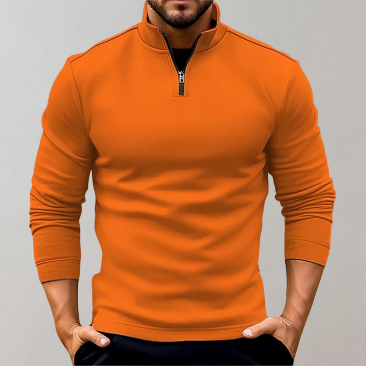 Sweatshirt - Varm sweatshirt för herrar med ståkrage och långärmad halsringning med dragkedja-Eva Jonsson