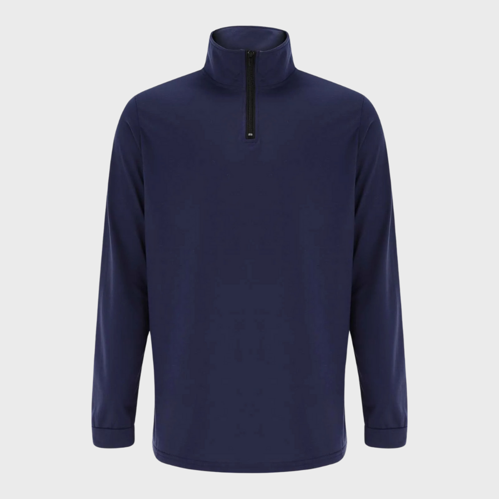 Sweatshirt - Varm sweatshirt för herrar med ståkrage och långärmad halsringning med dragkedja-Eva Jonsson