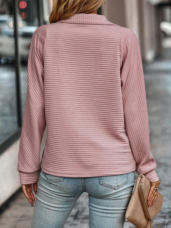 Sweatshirt med halv dragkedja | Loose Fit | V-Neck | Pullover med halv dragkedja | Damkläder-Eva Jonsson