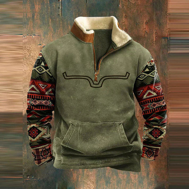 Sweatshirt med halv dragkedja - Varm fleecefodrad tröja med kvarts dragkedja för herrar för vintern-Eva Jonsson